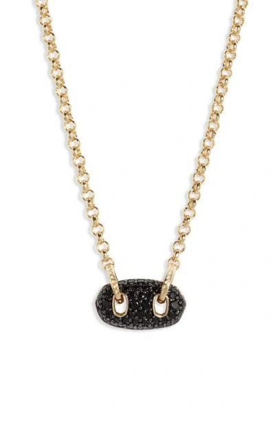 Kendra Scott Bailey Pavé Link Pendant Necklace In Gold Black Crystal