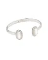 Kendra Scott Beaded Elton Mother Of Pearl & 1.4mm Pearl Cuff Bracelet In Silver