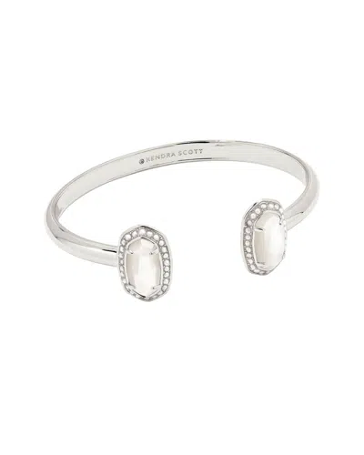 Kendra Scott Beaded Elton Mother Of Pearl & 1.4mm Pearl Cuff Bracelet In Silver