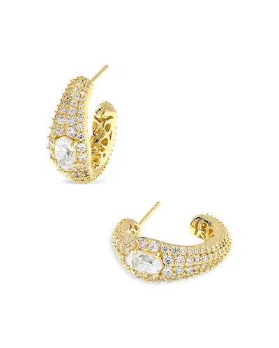 Kendra Scott Bella Crystal Open Hoop Earrings In Gold