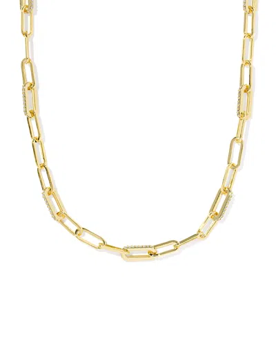 Kendra Scott Bella Pave Paperclip Chain Collar Necklace, 18.5-21.5 In Gold