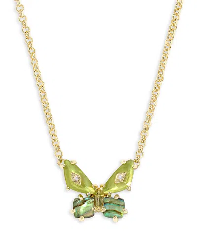 Kendra Scott Bianca Butterfly Gold Green Mix Short Pendant Necklace, 16-19