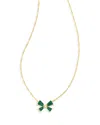 Kendra Scott Blair Drusy Stone Bow Adjustable Pendant Necklace In 14k Gold Plated, 19 In Gold Emera