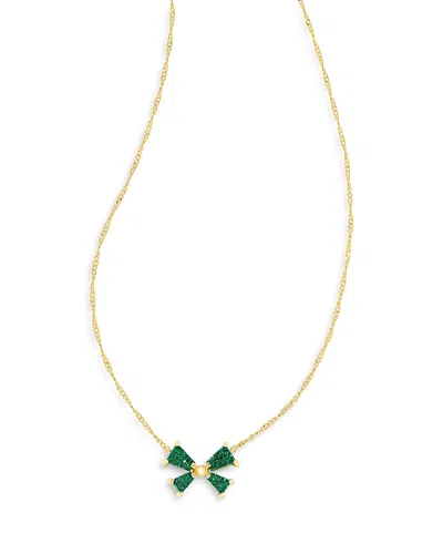 Kendra Scott Blair Drusy Stone Bow Adjustable Pendant Necklace In 14k Gold Plated, 19 In Gold Emera