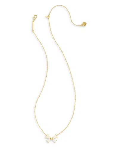 Kendra Scott Blair Drusy Stone Bow Adjustable Pendant Necklace In 14k Gold Plated, 19 In Gold/white