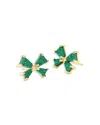 Kendra Scott Gold-tone Mixed Metal Drusy & Cultured Freshwater Pearl (2mm) Bow Stud Earrings In Gold/green