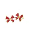 Kendra Scott Gold-tone Mixed Metal Drusy & Cultured Freshwater Pearl (2mm) Bow Stud Earrings In Gold/red