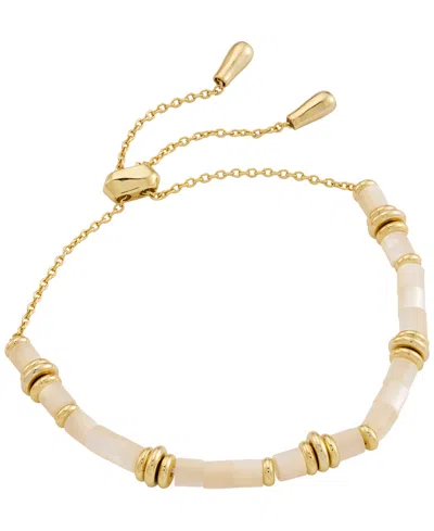 Kendra Scott Bree Beaded Adjustable Imitation Pearl Bracelet In Gold