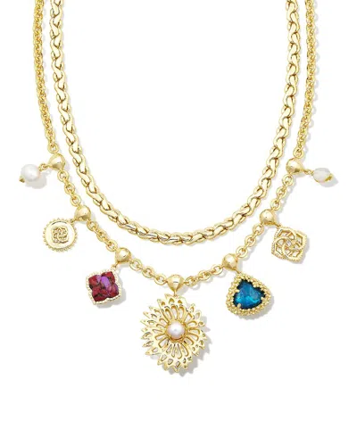 Kendra Scott Brielle 14k Plated Charm Necklace In Blue