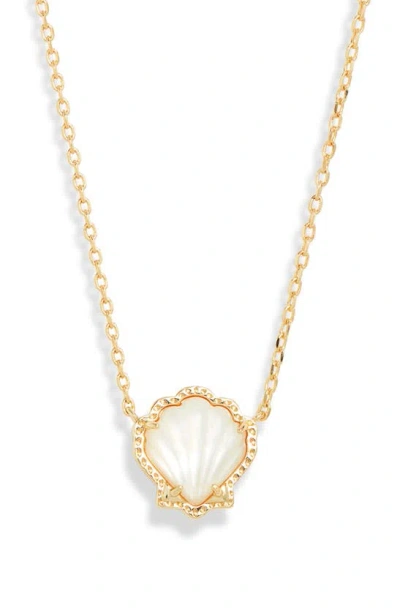 Kendra Scott Brynne Shell Pendant Necklace In Gold Ivory Mother Of Pearl