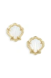 Kendra Scott Brynne Shell Stud Earrings In Gold Ivory Mop