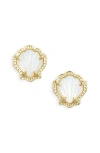 Kendra Scott Brynne Shell Stud Earrings In Gold Ivory Mother Of Pearl