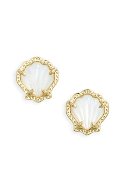 Kendra Scott Brynne Shell Stud Earrings In Gold Ivory Mop