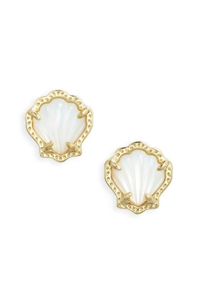 Kendra Scott Brynne Shell Stud Earrings In Gold