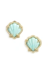 Kendra Scott Brynne Shell Stud Earrings In Gold Sea Green Chrysocolla