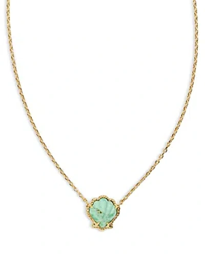 KENDRA SCOTT BRYNNE STONE SHELL ADJUSTABLE PENDANT NECKLACE IN 14K GOLD PLATED, 19
