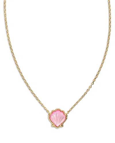 Kendra Scott Brynne Stone Shell Adjustable Pendant Necklace In 14k Gold Plated, 19 In Gold/pink