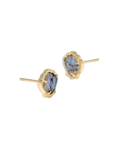Kendra Scott Brynne Stone Shell Stud Earrings In 14k Gold Plated