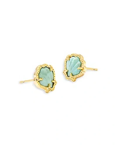 KENDRA SCOTT BRYNNE STONE SHELL STUD EARRINGS IN 14K GOLD PLATED