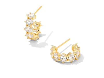 Kendra Scott Cailin Crystal Huggie In Gold