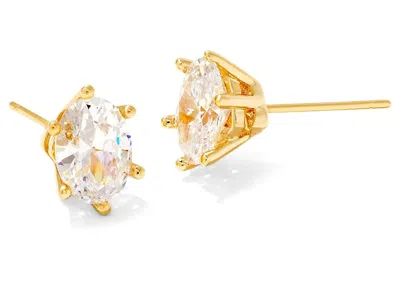 Kendra Scott Cailin Crystal Stud Earrings Earring Gold White Cz: One Size