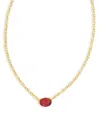 Kendra Scott Cailin Cubic Zirconia Adjustable Pendant Necklace In 14k Gold Plated, 16-19 In Gold/burgundy