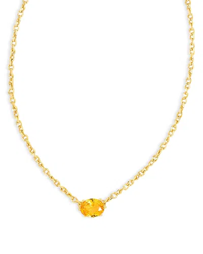Kendra Scott Cailin Cubic Zirconia Adjustable Pendant Necklace In 14k Gold Plated, 16-19 In Gold/orange