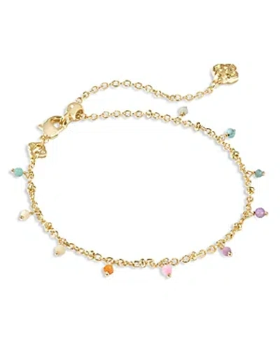 Kendra Scott Camry Beaded Delicate Chain Bracelet In Gold Pastel Mix