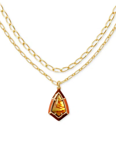 Kendra Scott Camry Gold-tone Layered Pendant Necklace, 17" + 3" Extender In Gld Mrbld