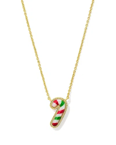 KENDRA SCOTT CANDY CANE ADJUSTABLE PENDANT NECKLACE IN 14K GOLD PLATED, 19