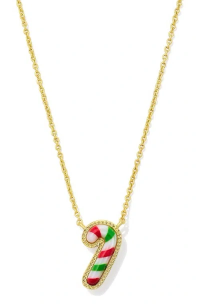 Kendra Scott Candy Cane Pendant Necklace In Gold