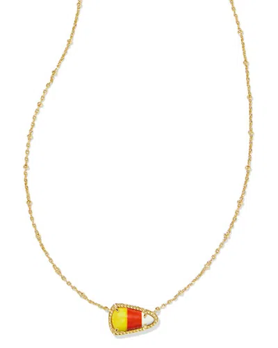 Kendra Scott Candy Corn 14k Plated Magnesite Short Pendant Necklace In Gold