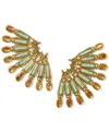 Kendra Scott Catherine Multi-stone Gold-tone Statement Earrings In Green