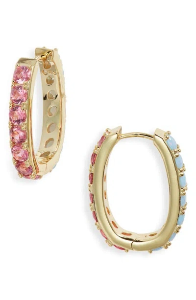 Kendra Scott Chandler Hoop Earrings In Gold Pink Blue Mix