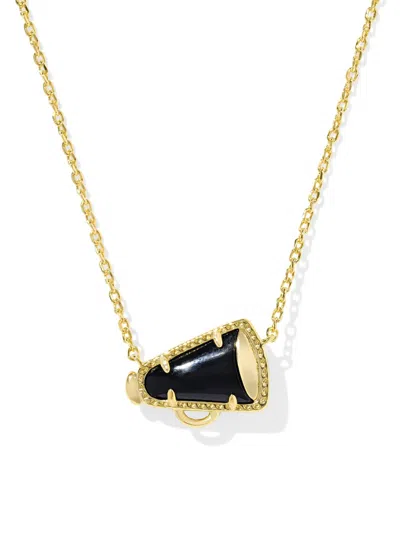 Kendra Scott Cheer Short Pendant Necklace In Gold/black Agate In Multi