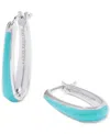 Kendra Scott Kelsey Color Inlay Oval Hoop Earrings In Rhodium Plated In Rhd Turquo
