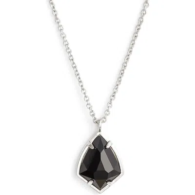 Kendra Scott 'cory' Semiprecious Stone Pendant Necklace In Black/silver