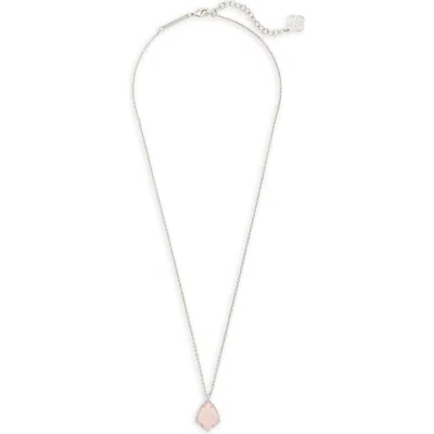 Kendra Scott 'cory' Semiprecious Stone Pendant Necklace In Rose Quartz/silver