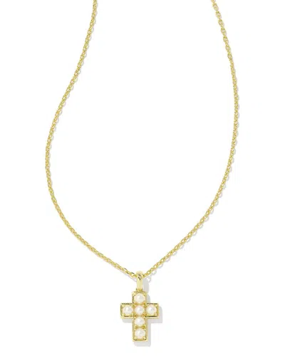 Kendra Scott Cross 14k Plated Pearl Pendant Necklace In Gold