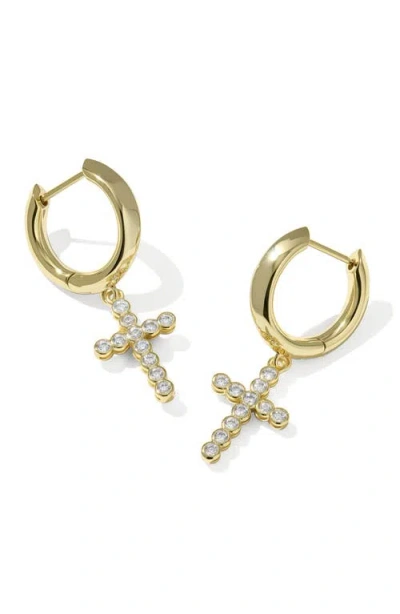 Kendra Scott Cross Crystal Drop Huggie Hoop Earrings In Pattern