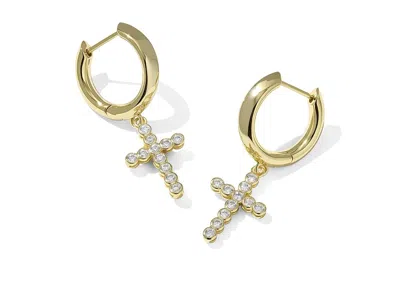 Kendra Scott Cross Crystal Huggie In Purple