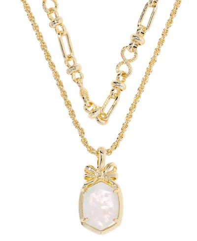 Kendra Scott Crystal & Imitation Pearl Daphne Bow Multi Strand Necklace In Gold