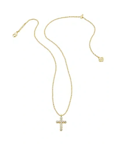 Kendra Scott Crystal Cross Pendant Necklace, 19 In Gold