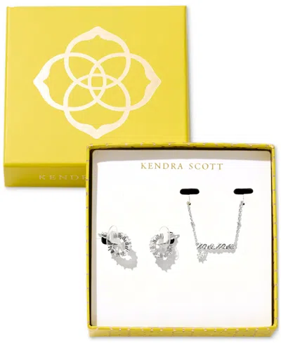 Kendra Scott Crystal Mama Pendant Necklace & Hoop Earrings Set In Metallic