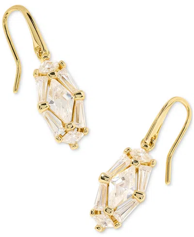 Kendra Scott Crystal Mixed Cut Cluster Drop Earrings In Gold White