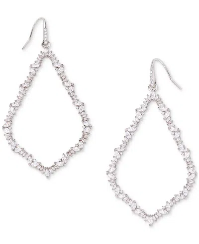 Kendra Scott Crystal Open Frame Statement Earrings In Rhod White