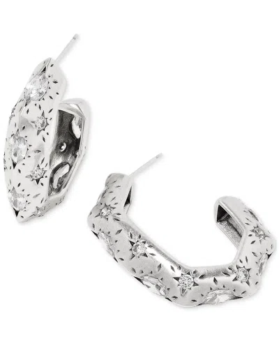 Kendra Scott Crystal Scatter Medium Hoop Earrings, 1.64" In Vin Slv Wh