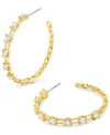 Kendra Scott Crystal Square Link Medium Hoop Earrings, 1.31" In Gold White