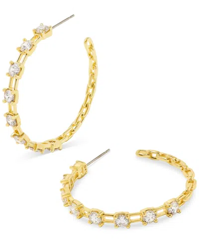 Kendra Scott Crystal Square Link Medium Hoop Earrings, 1.31" In Gold White