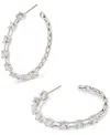 Kendra Scott Crystal Square Link Medium Hoop Earrings, 1.31" In Rhod White
